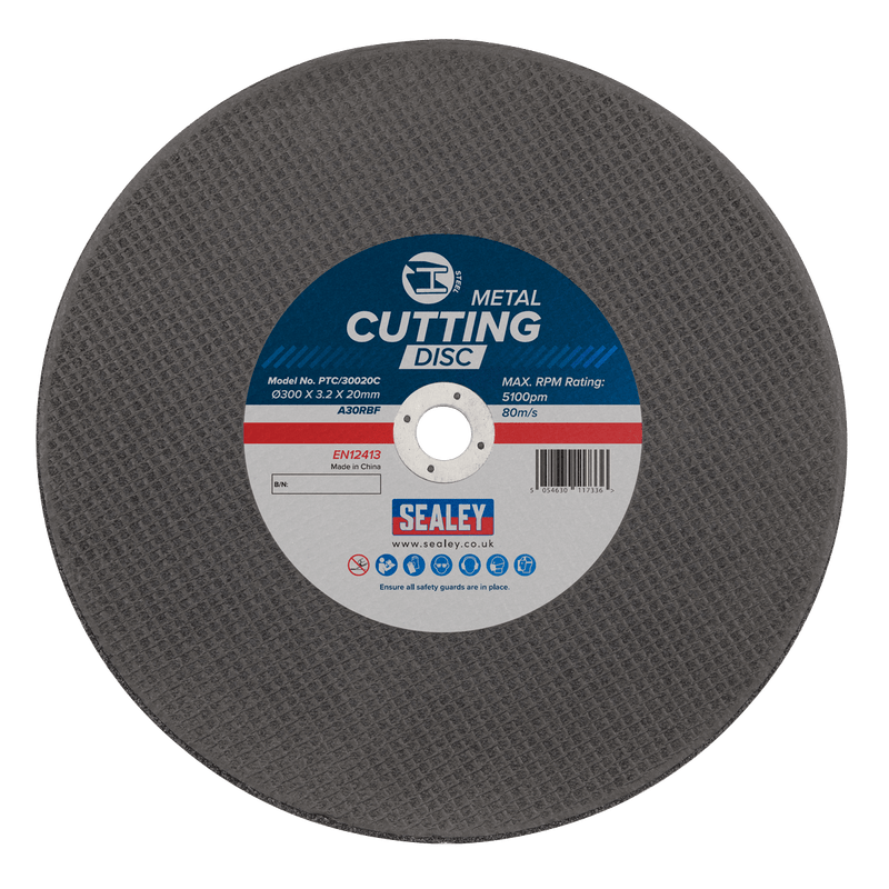 Sealey PTC/30020C 300 x 3.2mm Flat Metal Cutting Disc 20mm Bore - PTC/30020C - Sealey Tools UK - Trade Counter Direct