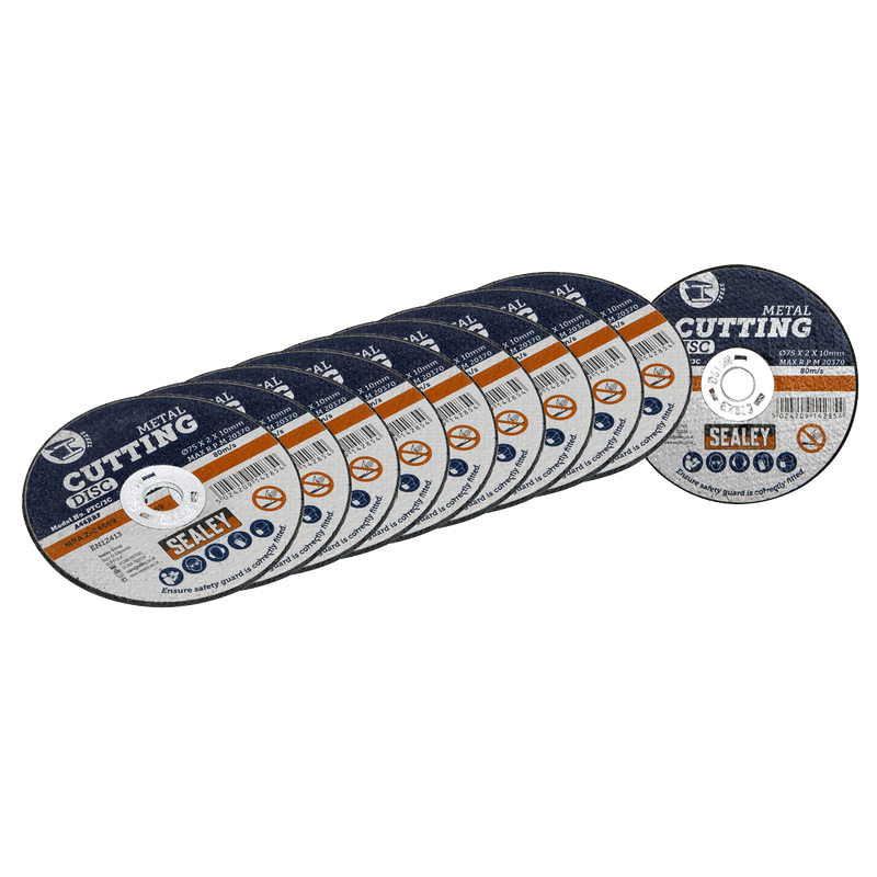 Sealey PTC/3C10 75 x 2mm Cutting Disc 10mm Bore - Pack of 10 - PTC/3C10 - Sealey Tools UK - Trade Counter Direct