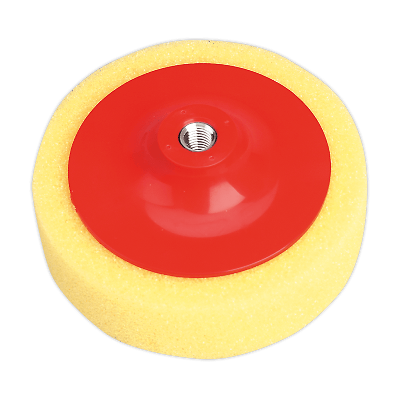 Sealey PTC/CH/M14-Y 150 x 50mm Buffing & Polishing Foam Head M14 x 2mm - Yellow/Coarse - PTC/CH/M14-Y - Sealey Tools UK - Trade Counter Direct