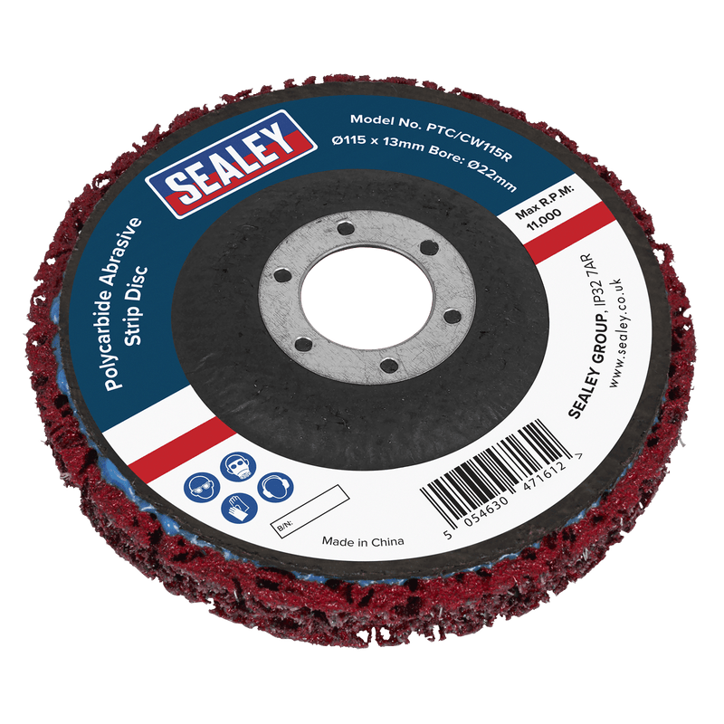 Sealey PTC/CW115R Polycarbide Abrasive Strip Disc 115 x 13 x 22mm - Red - PTC/CW115R - Sealey Tools UK - Trade Counter Direct