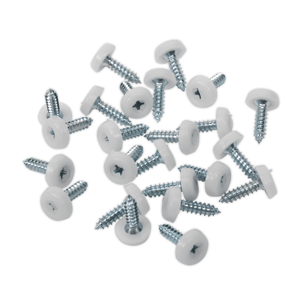 Sealey PTNP1 Numberplate Screw Plastic Enclosed Head 4.8 x 18mm White Pack of 50 - PTNP1 - Sealey Tools UK - Trade Counter Direct