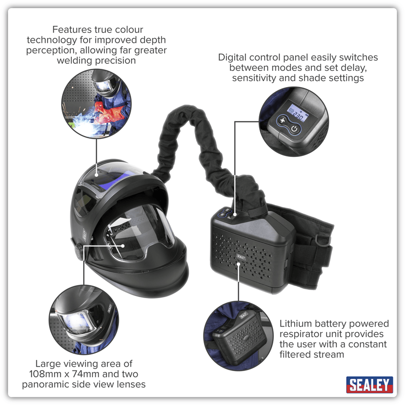 Sealey PWH618 Auto Darkening Welding Helmet with TH3 Powered Air Purifying Respirator (PAPR) - PWH618 - Sealey Tools UK - Trade Counter Direct