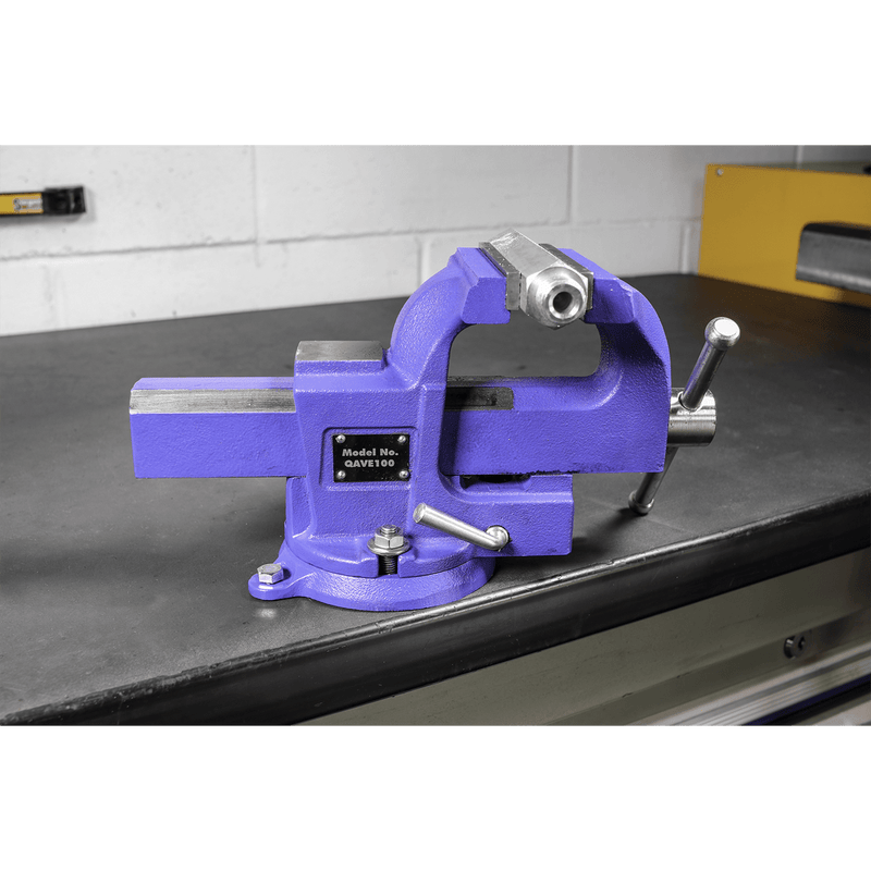 Sealey QAVE100 Quick Action SG Iron Vice with Swivel Base 100mm - QAVE100 - Sealey Tools UK - Trade Counter Direct