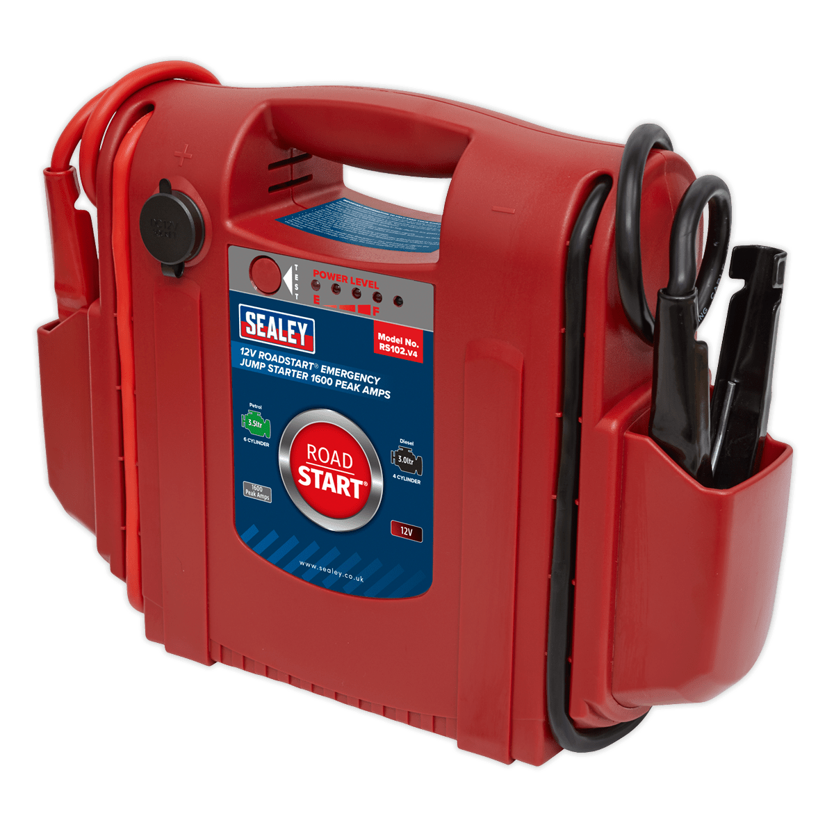 Sealey RS102 RoadStart Emergency Power Pack 12V 1600 Peak Amps - Mobile Power Systems - SLY-8763 - Sealey Tools UK - Trade Counter Direct