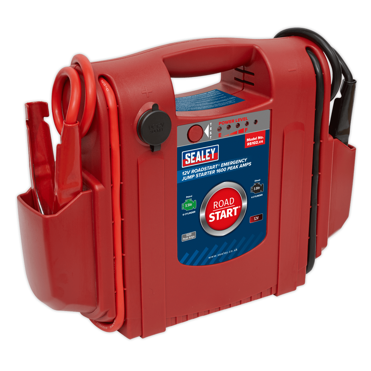 Sealey RS102 RoadStart Emergency Power Pack 12V 1600 Peak Amps - Mobile Power Systems - SLY-8763 - Sealey Tools UK - Trade Counter Direct