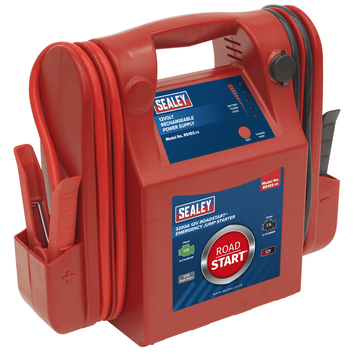 Sealey RS103 RoadStart Emergency Power Pack 12V 3200 Peak Amps - Mobile Power Systems - SLY-12950 - Sealey Tools UK - Trade Counter Direct