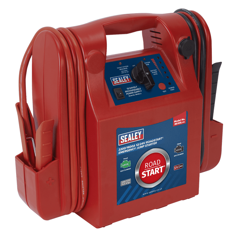 Sealey RS105 RoadStart Emergency Power Pack 12/24V 3200/1600 Peak Amps - Mobile Power Systems - SLY-12952 - Sealey Tools UK - Trade Counter Direct