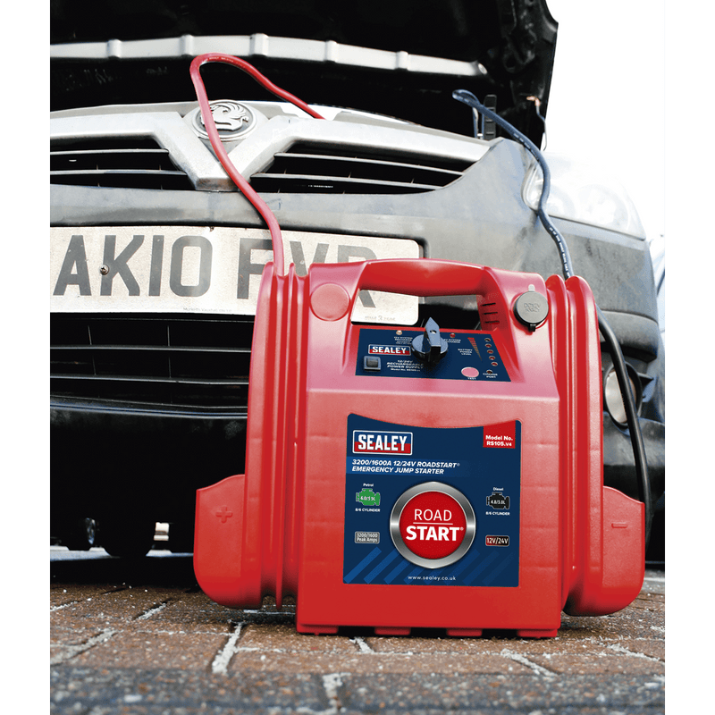 Sealey RS105 RoadStart Emergency Power Pack 12/24V 3200/1600 Peak Amps - Mobile Power Systems - SLY-12952 - Sealey Tools UK - Trade Counter Direct