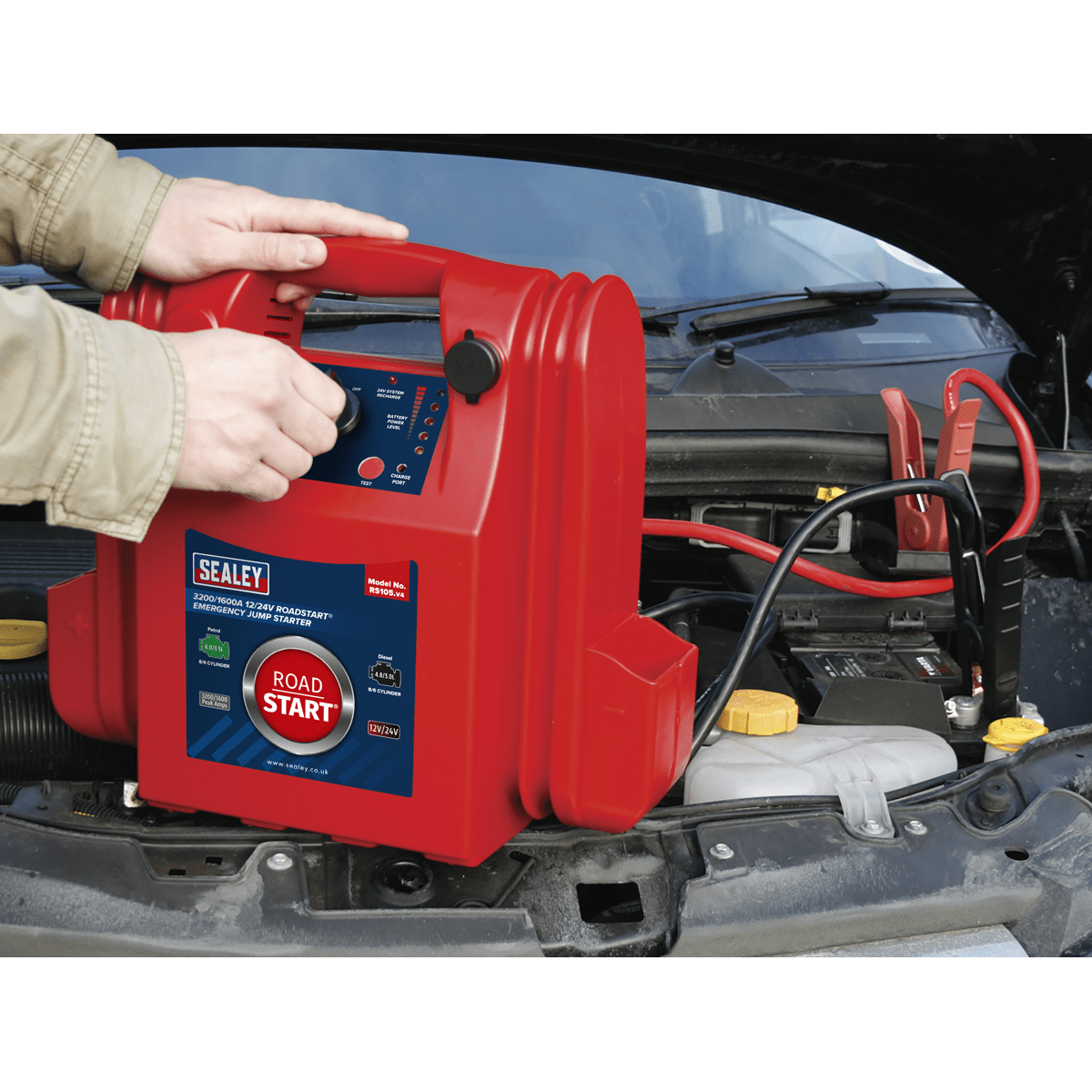 Sealey RS105 RoadStart Emergency Power Pack 12/24V 3200/1600 Peak Amps - Mobile Power Systems - SLY-12952 - Sealey Tools UK - Trade Counter Direct