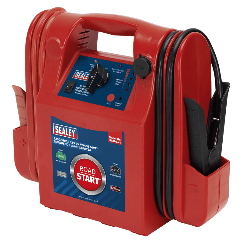 Sealey RS105 RoadStart Emergency Power Pack 12/24V 3200/1600 Peak Amps - Mobile Power Systems - SLY-12952 - Sealey Tools UK - Trade Counter Direct