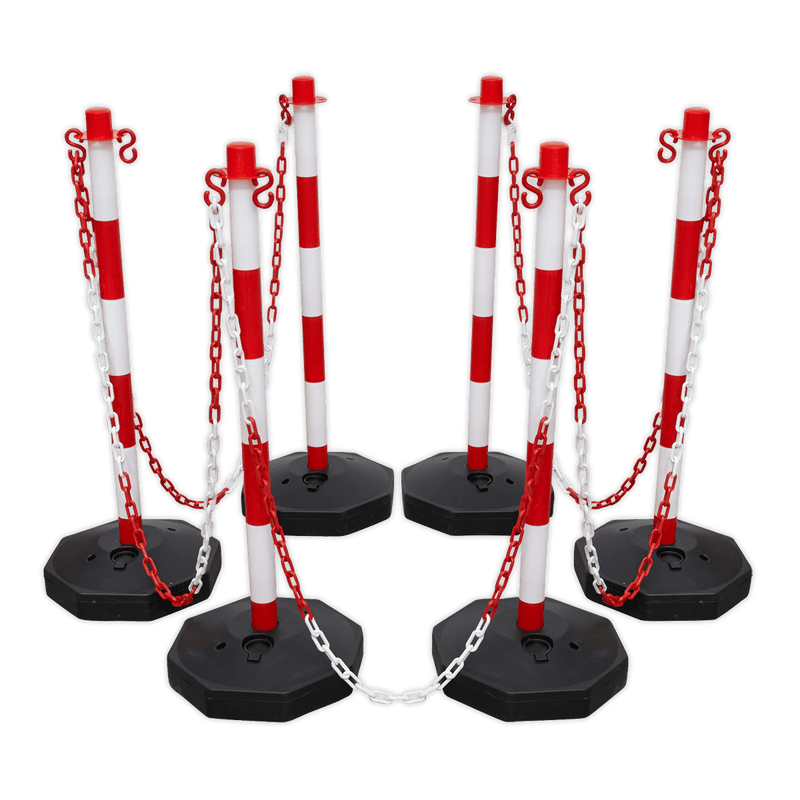 Sealey RWSBKIT Post & Chain Kit 25m - Red/White - RWSBKIT - Sealey Tools UK - Trade Counter Direct