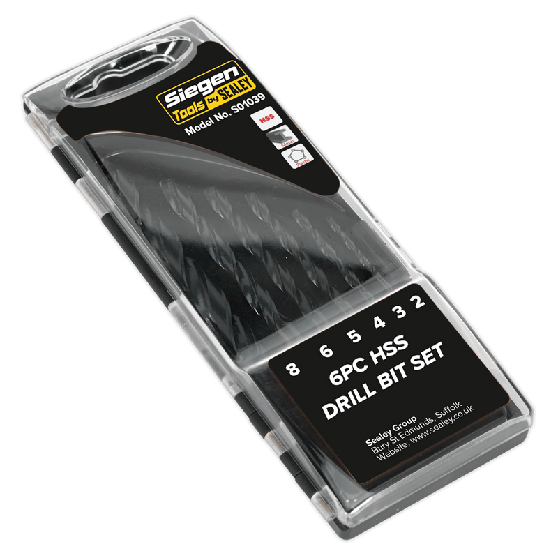 Sealey S01039 Siegen HSS Drill Bit Set 6pc - DIN 338 - S01039 - Sealey Tools UK - Trade Counter Direct