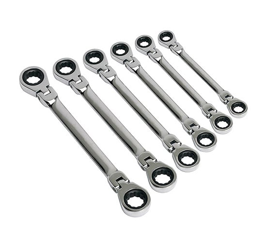 Sealey S0806 Flexi - Head Double End Ratchet Ring Spanner Set 6pc M - SLY-14153 - Sealey Tools UK - Trade Counter Direct