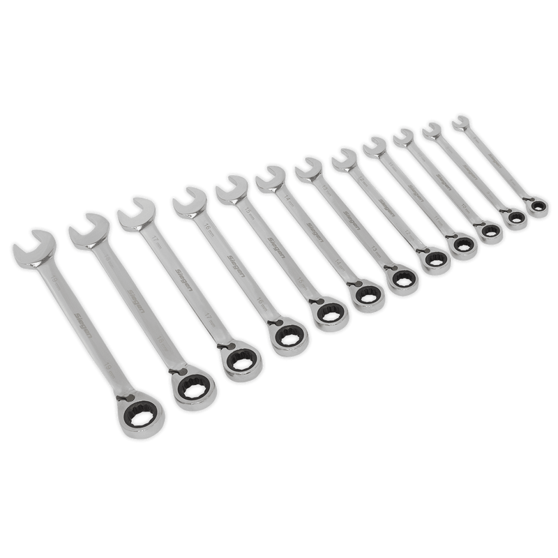 Sealey S0840 Reversible Ratchet Combination Spanner Set 12pc Metric - S0840 - Sealey Tools UK - Trade Counter Direct