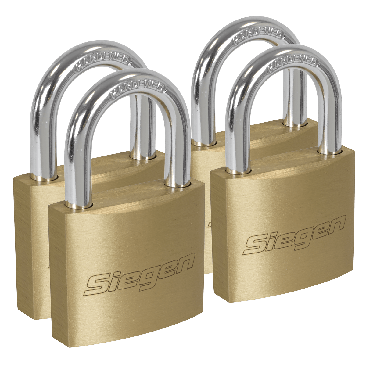 Sealey S0992 Siegen Brass Body Padlock with Brass Cylinder Keyed Alike - Pack of 4 - S0992 - Sealey Tools UK - Trade Counter Direct