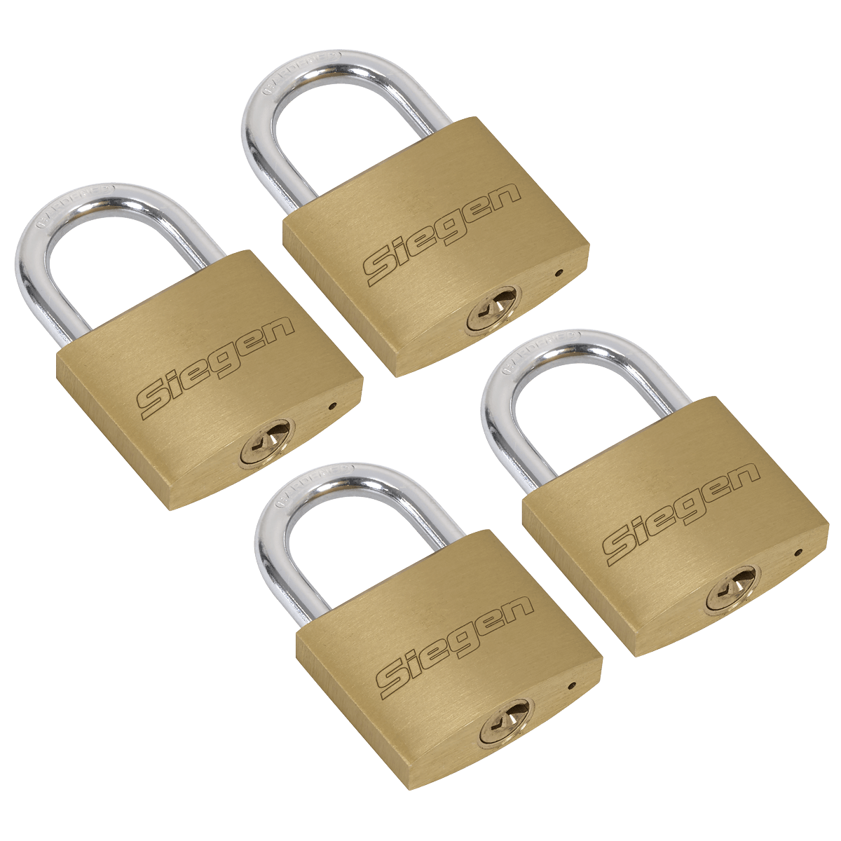 Sealey S0992 Siegen Brass Body Padlock with Brass Cylinder Keyed Alike - Pack of 4 - S0992 - Sealey Tools UK - Trade Counter Direct