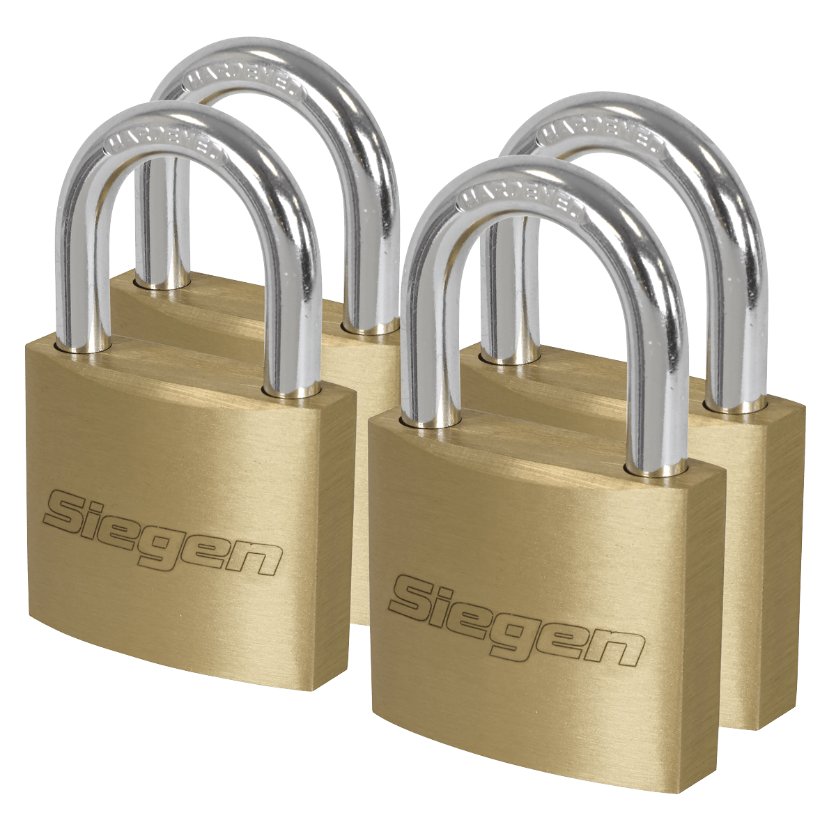 Sealey S0992 Siegen Brass Body Padlock with Brass Cylinder Keyed Alike - Pack of 4 - S0992 - Sealey Tools UK - Trade Counter Direct
