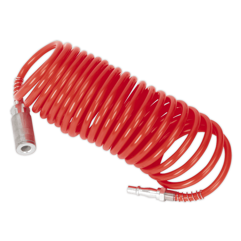 Sealey SA305 PE Coiled Air Hose 5m x 5mm with Couplings - SA305 - Sealey Tools UK - Trade Counter Direct