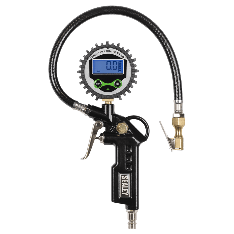 Sealey SA332D Digital Pistol Grip Tyre Inflator with Clip-On Connector - SA332D - Sealey Tools UK - Trade Counter Direct