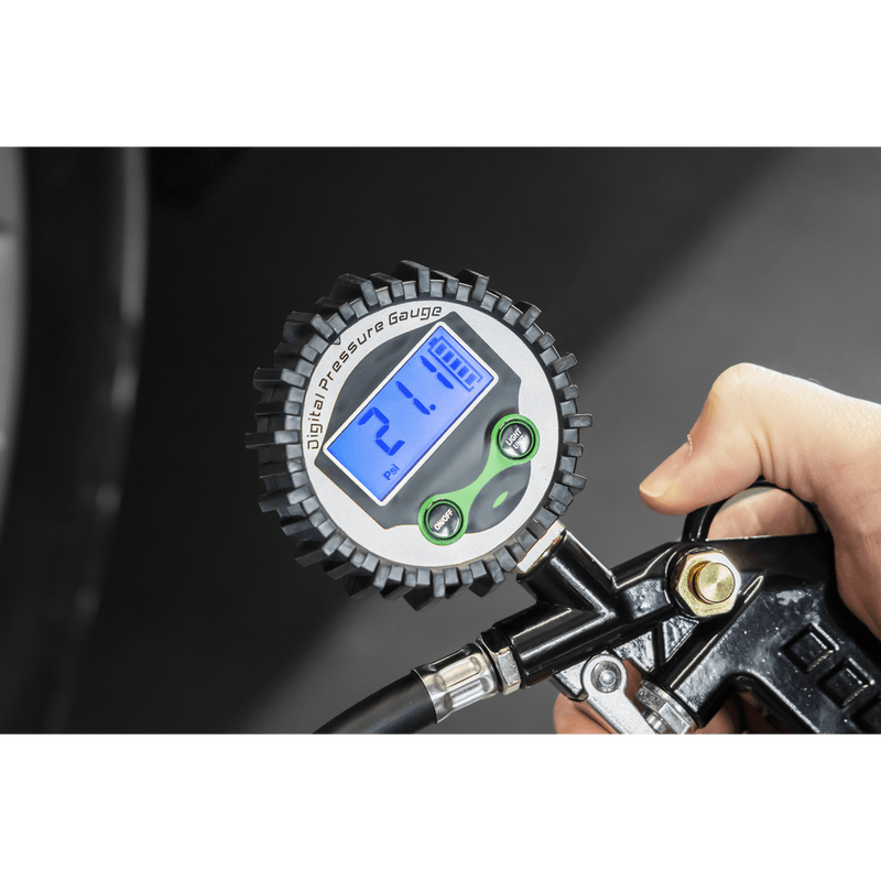 Sealey SA332D Digital Pistol Grip Tyre Inflator with Clip-On Connector - SA332D - Sealey Tools UK - Trade Counter Direct