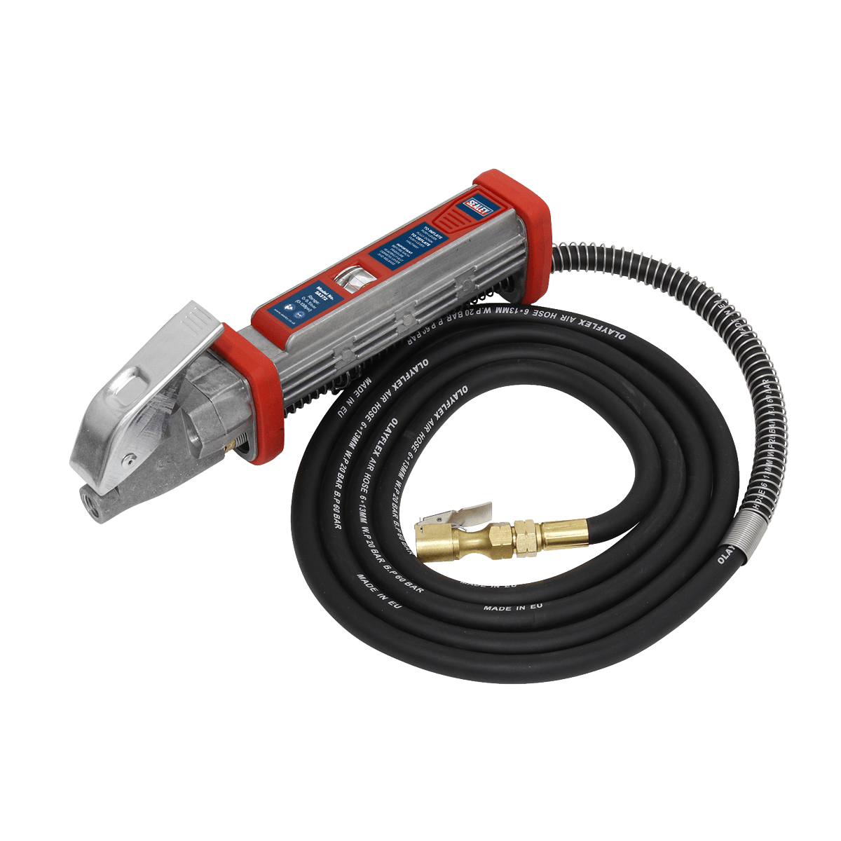 Sealey SA372 Tyre Inflator 2.7m Hose with Clip - On Connector - SA372 - Sealey Tools UK - Trade Counter Direct