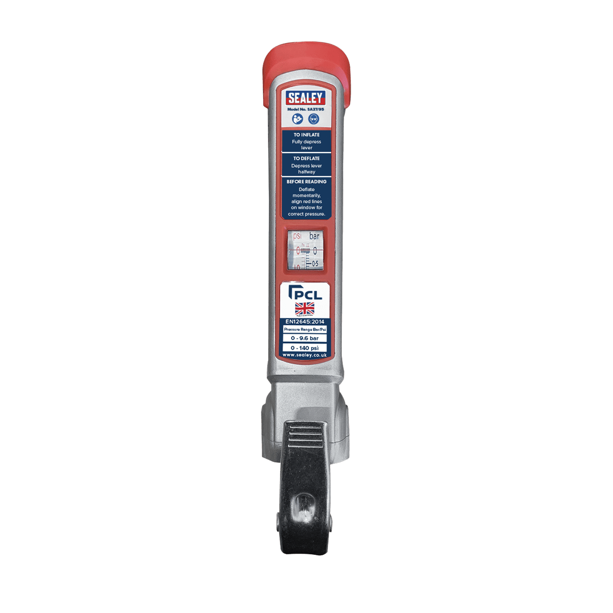 Sealey SA37/95 PCL Tyre Inflator with 2.5m Hose & Twin Clip-On Connector - SA37/95 - Sealey Tools UK - Trade Counter Direct