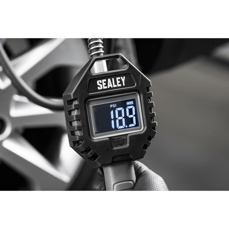 Sealey SA500 Rechargeable Digital Tyre Inflator with Clip-On Connector - SA500 - Sealey Tools UK - Trade Counter Direct