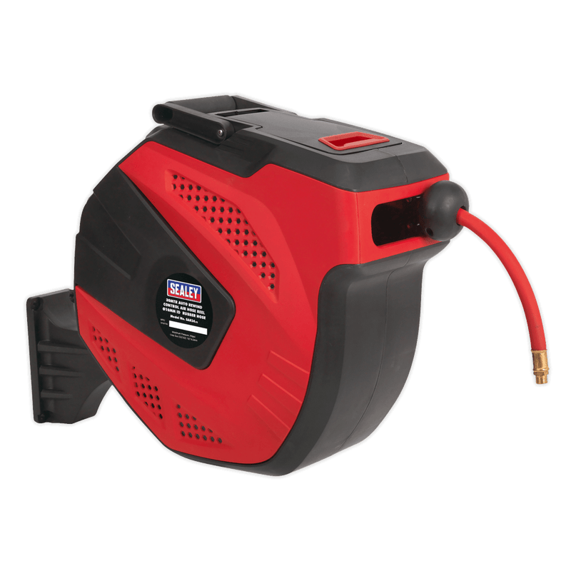 Sealey SA824 Air Hose Reel Auto - Rewind Control 30m Ø10mm ID - Rubber Hose - SA824 - Sealey Tools UK - Trade Counter Direct