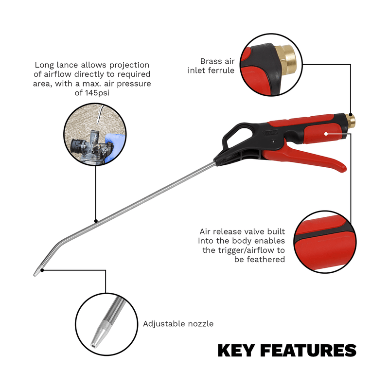 Sealey SA9251 Air Blow Gun 270mm with 1/4"BSP Air Inlet - SA9251 - Sealey Tools UK - Trade Counter Direct