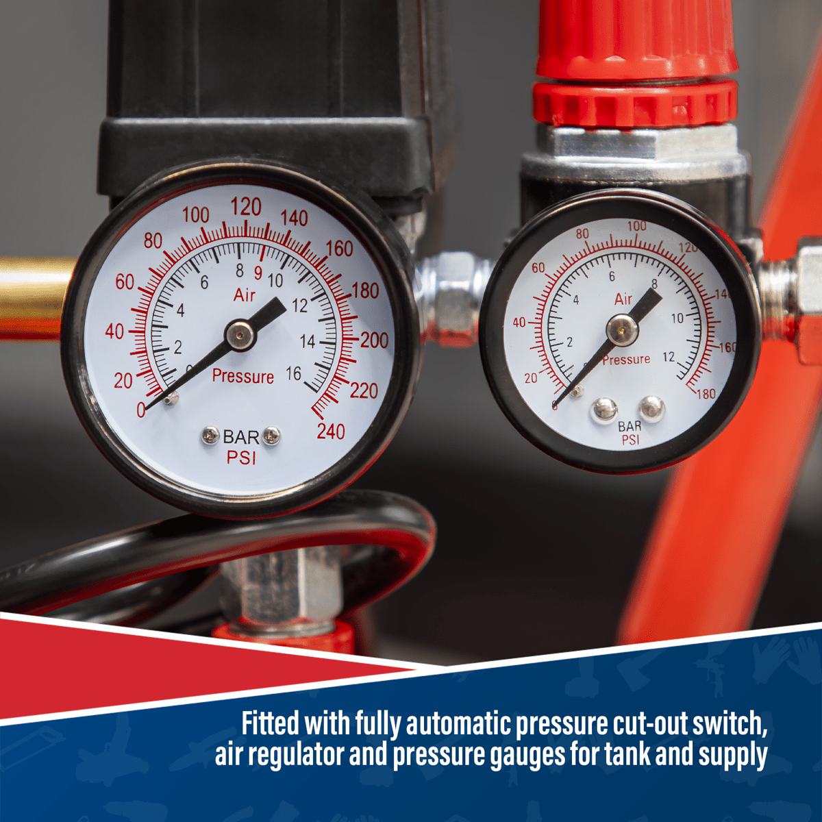 Sealey SAC05030 Compressor 50ltr V - Twin Direct Drive 3hp - Direct Drive - SLY-15723 - Sealey Tools UK - Trade Counter Direct