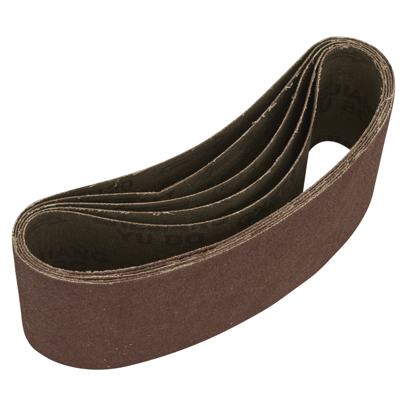 Sealey SB120457 76 x 457mm Sanding Belt 120Grit - Pack of 5 - SB120457 - Sealey Tools UK - Trade Counter Direct