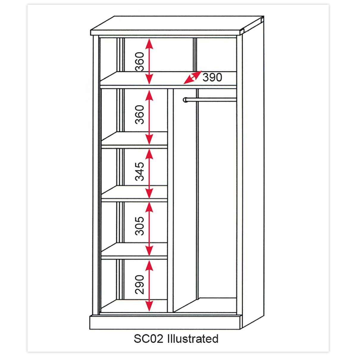 Sealey SC02 Floor Cabinet 2 Door 4 Shelf & Hanging Rail - SC02 - Sealey Tools UK - Trade Counter Direct