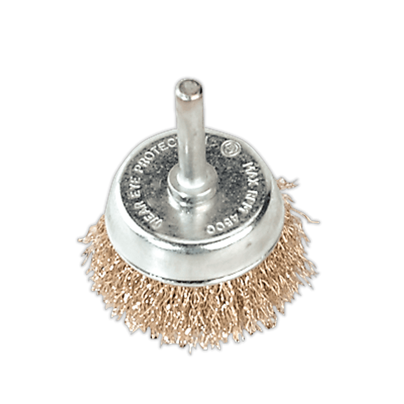 Sealey SCB50 50mm Crimped Wire Cup Brush with 6mm Shaft - SCB50 - Sealey Tools UK - Trade Counter Direct