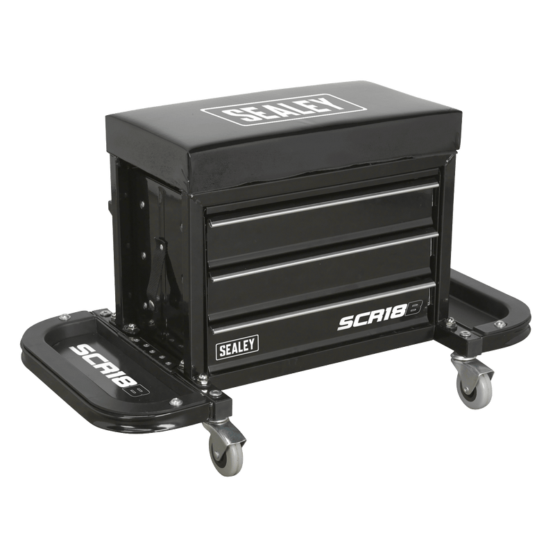 Sealey SCR18B Mechanic's Utility Seat & Toolbox - Black - SCR18B - Sealey Tools UK - Trade Counter Direct