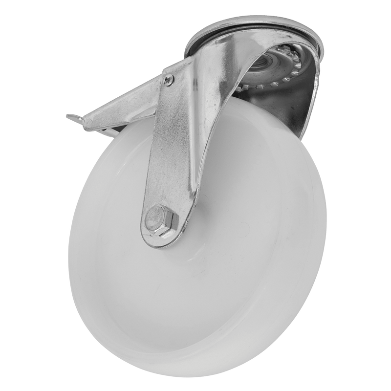 Sealey SCW4125SBLEM Heavy - Duty Nylon Castor Wheel Bolt Hole with Total Lock Ø125mm - Trade - SCW4125SBLEM - Sealey Tools UK - Trade Counter Direct