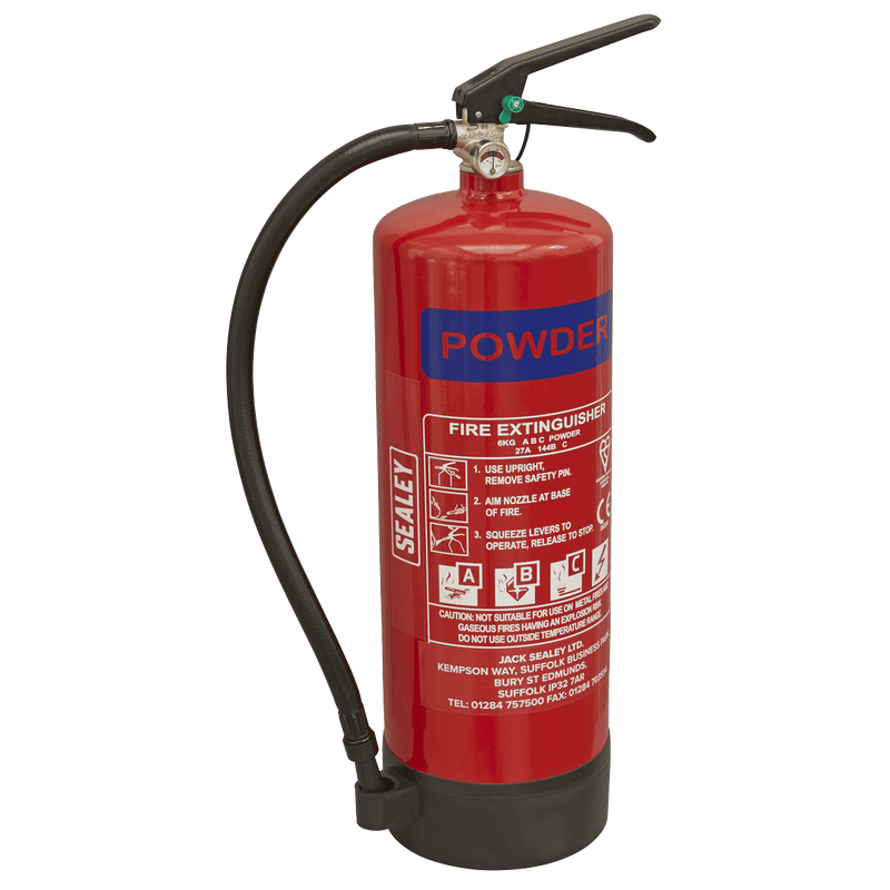 Sealey SDPE06 Dry Powder Fire Extinguisher 6kg - SDPE06 - Sealey Tools UK - Trade Counter Direct