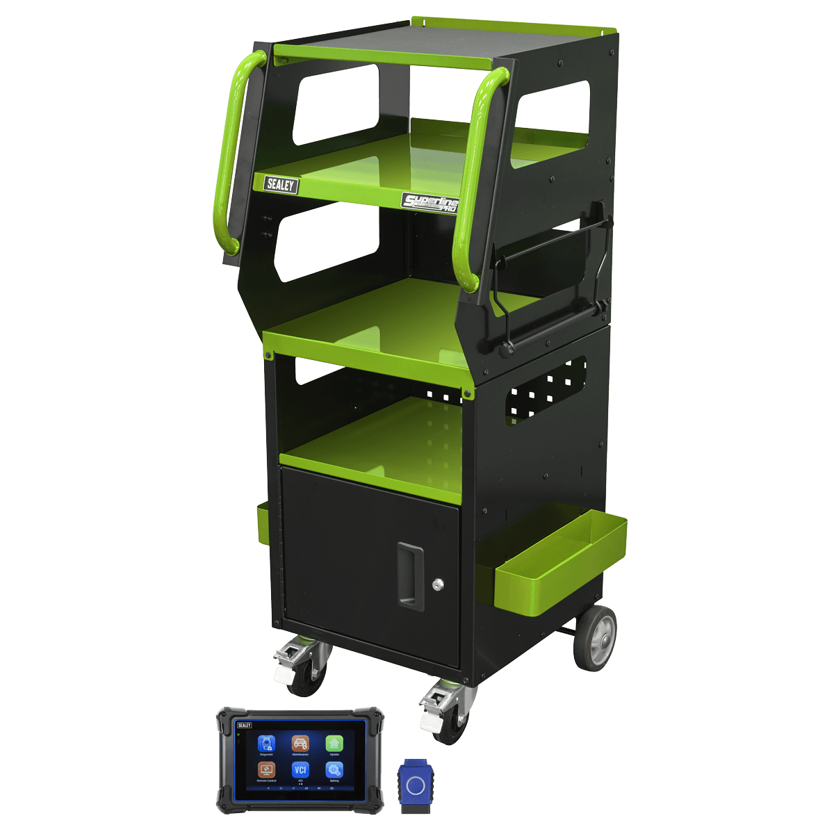Sealey SDS1G Diagnostic Tablet & Trolley - Green - SDS1G - Sealey Tools UK - Trade Counter Direct
