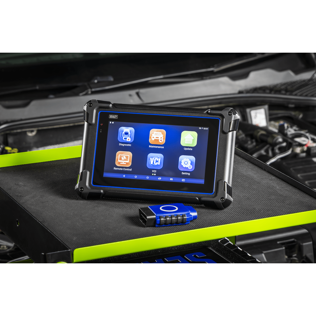 Sealey SDS1G Diagnostic Tablet & Trolley - Green - SDS1G - Sealey Tools UK - Trade Counter Direct