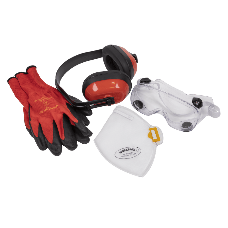 Sealey SEP4 Worksafe® Flexi Grip Gloves, FFP2 Mask, Goggles & Ear Defenders - SEP4 - Sealey Tools UK - Trade Counter Direct