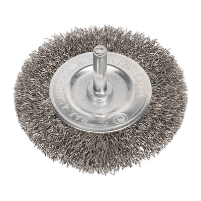 Sealey SFBS75 Flat Wire Brush Stainless Steel 75mm with 6mm Shaft - SFBS75 - Sealey Tools UK - Trade Counter Direct