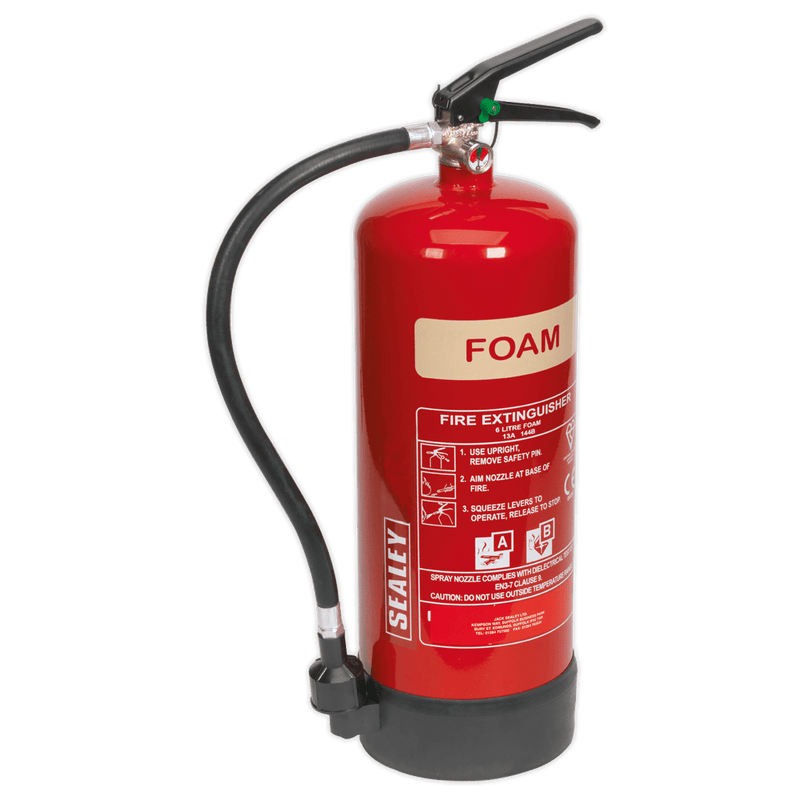 Sealey SFE06 Foam Fire Extinguisher 6L - SFE06 - Sealey Tools UK - Trade Counter Direct