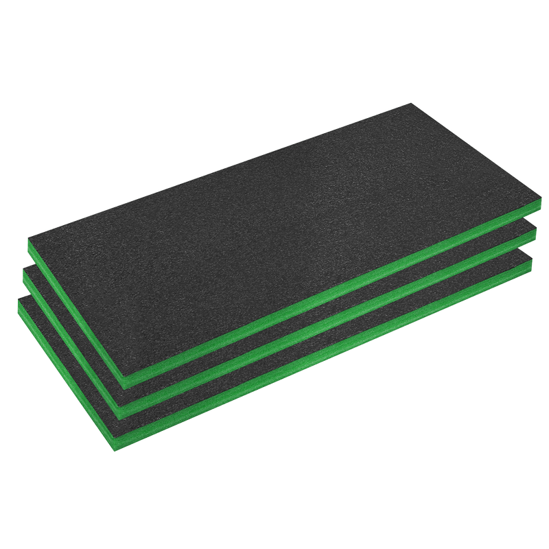 Sealey SFPK50G Easy Peel Shadow Foam® 1200 x 550 x 50mm, Green/Black - Pack of 3 - SFPK50G - Sealey Tools UK - Trade Counter Direct