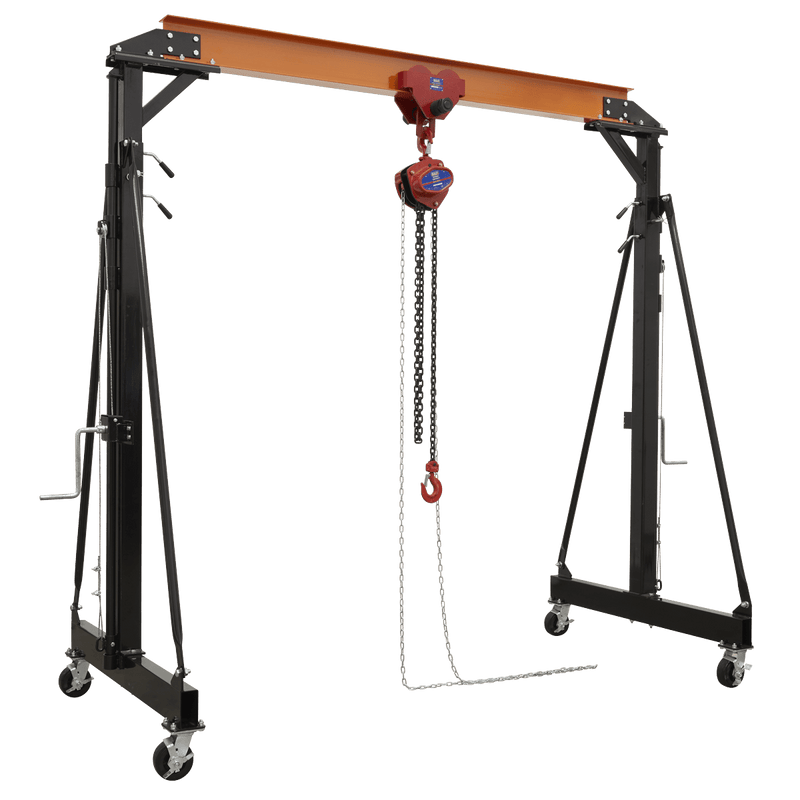 Sealey SG2000KIT Portable Lifting Gantry Crane Adjustable 2 Tonne & Hoist Combo - SG2000KIT - Sealey Tools UK - Trade Counter Direct