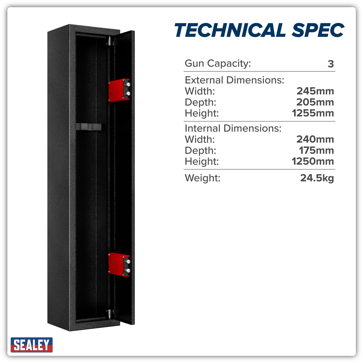 Sealey SGS3 3 Gun Cabinet - SGS3 - Sealey Tools UK - Trade Counter Direct