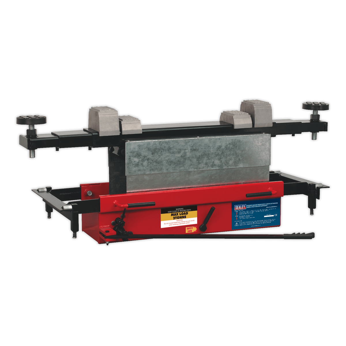 Sealey SJBEX200 Jacking Beam 2tonne with Arm Extenders & Flat Roller Supports - Jacking Beams - SLY-11257 - Sealey Tools UK - Trade Counter Direct