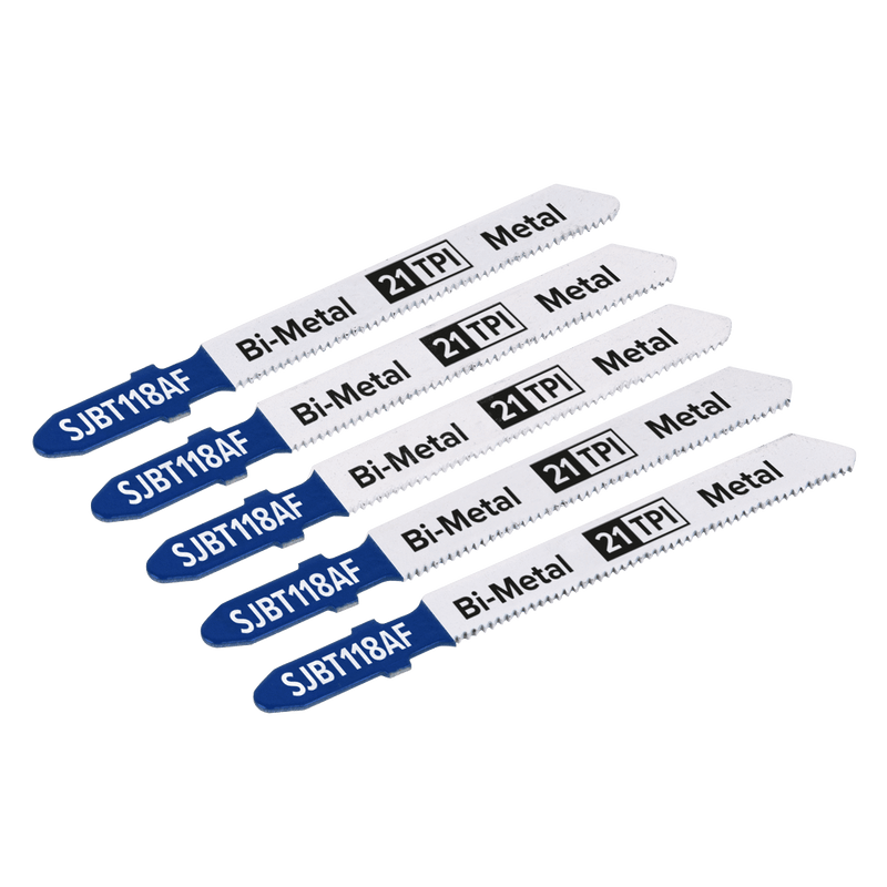 Sealey SJBT118AF Jigsaw Blade for Metal 75mm 21tpi - Pack of 5 - SJBT118AF - Sealey Tools UK - Trade Counter Direct