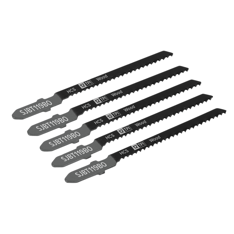 Sealey SJBT119BO Jigsaw Blade for General Wood 75mm 12tpi - Pack of 5 - SJBT119BO - Sealey Tools UK - Trade Counter Direct