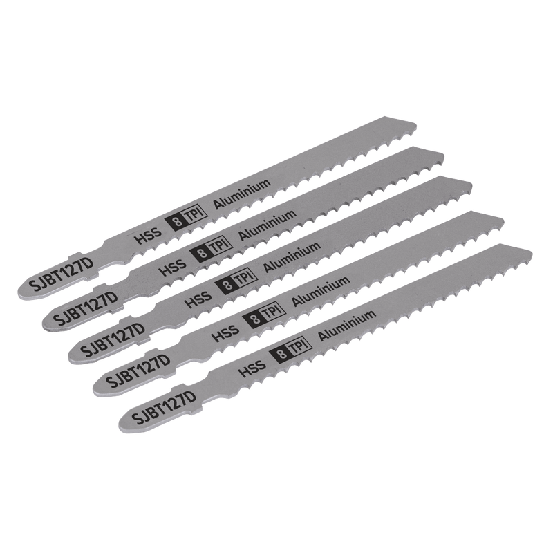 Sealey SJBT127D Jigsaw Blade for Aluminium 100mm 8tpi - Pack of 5 - SJBT127D - Sealey Tools UK - Trade Counter Direct