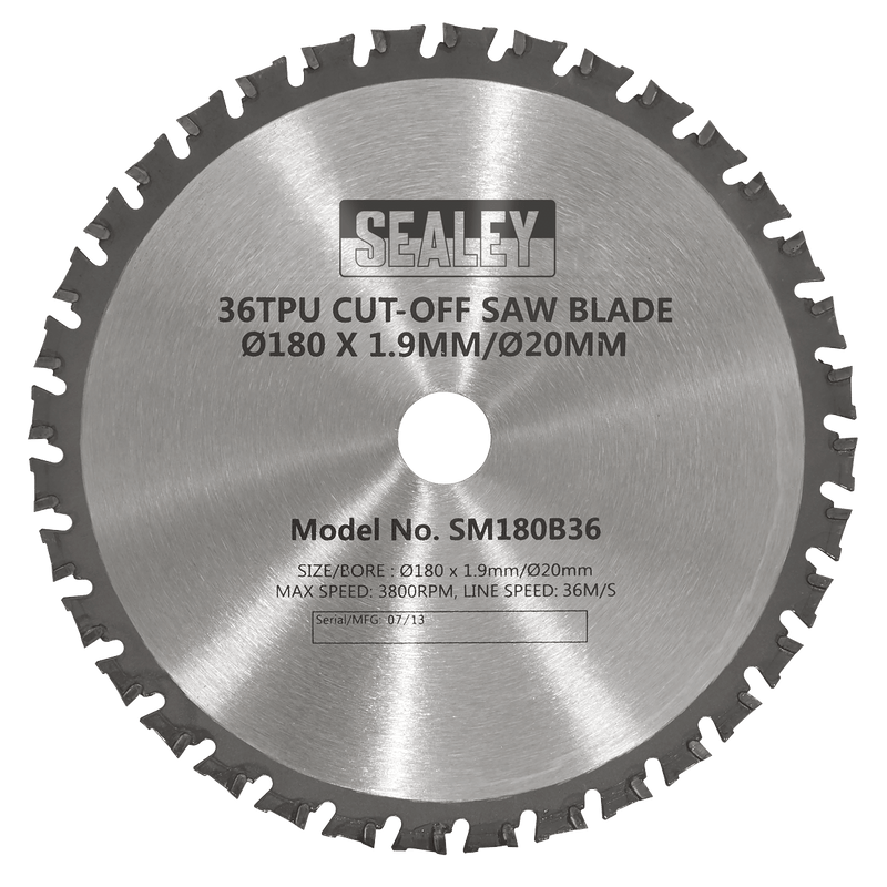 Sealey SM180B36 Cut-Off Saw Blade 180 x 1.9mm/20mm 36tpu - SM180B36 - Sealey Tools UK - Trade Counter Direct
