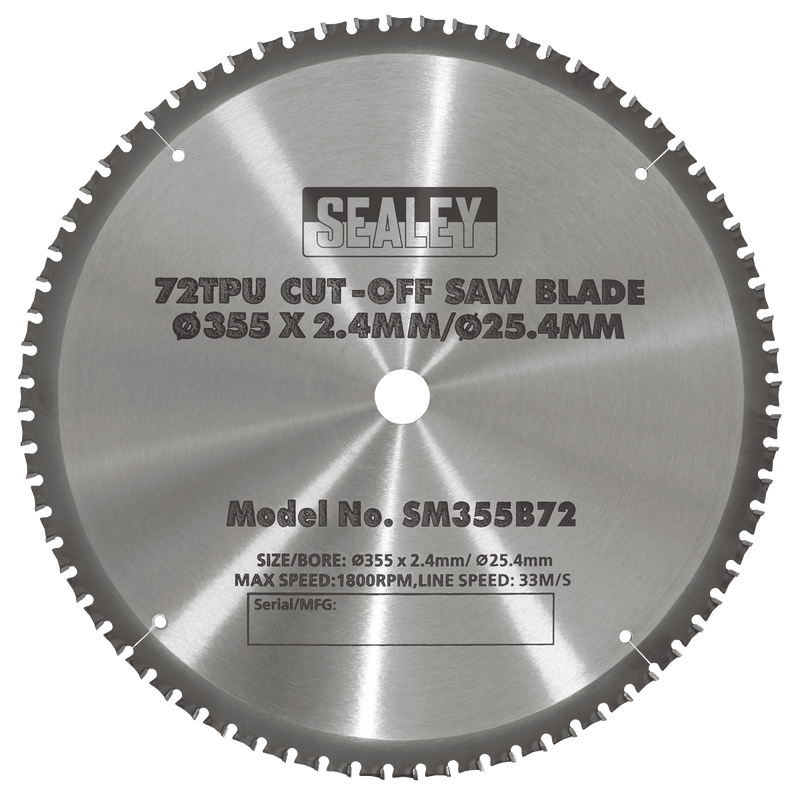 Sealey SM355B72 72tpu Cut-Off Saw Blade Ø355 x 2.4mm/Ø25.4mm - SM355B72 - Sealey Tools UK - Trade Counter Direct